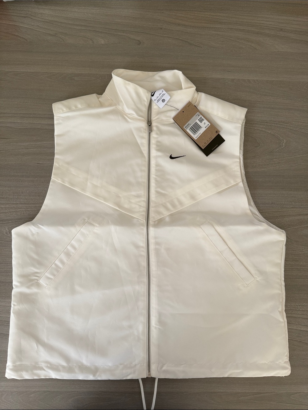 Nike Cream/White Vest with Zip and Stand Collar